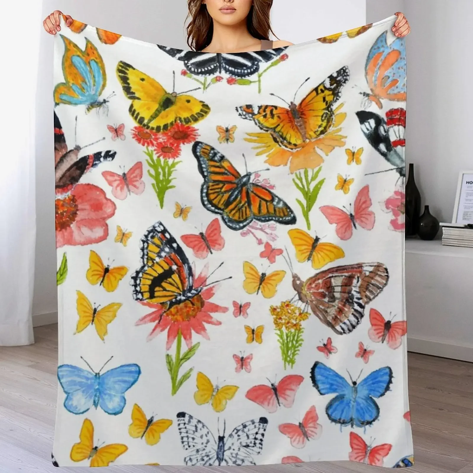 

USA Butterflies Galore! Throw Blanket Men's Soft Warm Throw Blanket for Couch