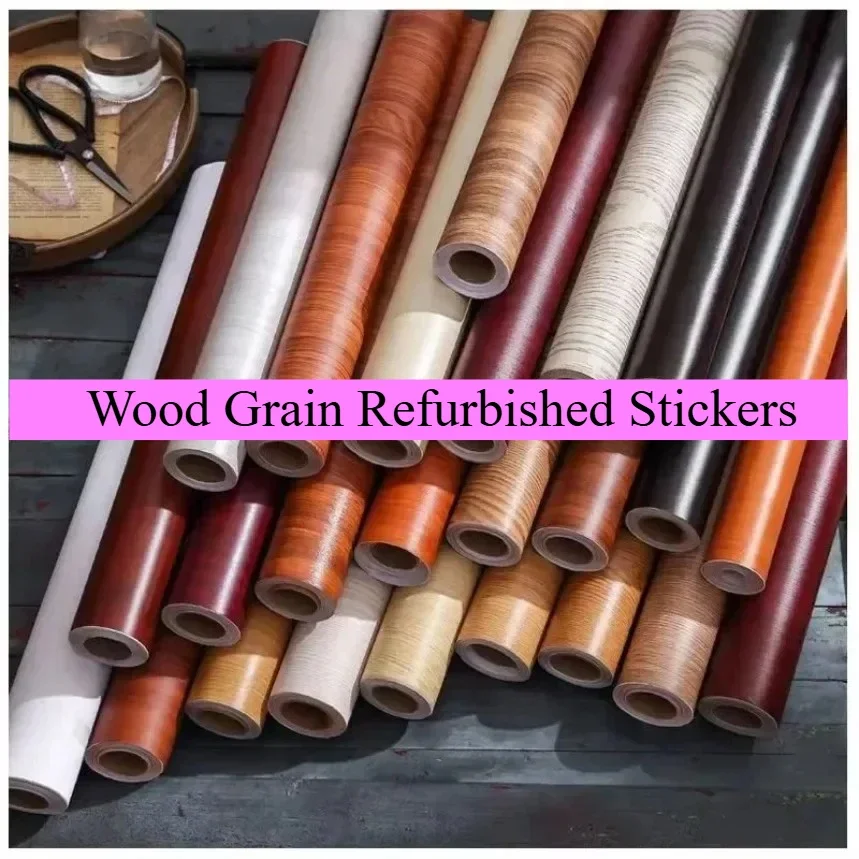 Self-adhesive Wood Grain Stickers for Cabinets Desktop Door Furniture Refurbished Decorative Film Waterproof Sticker Wallpaper