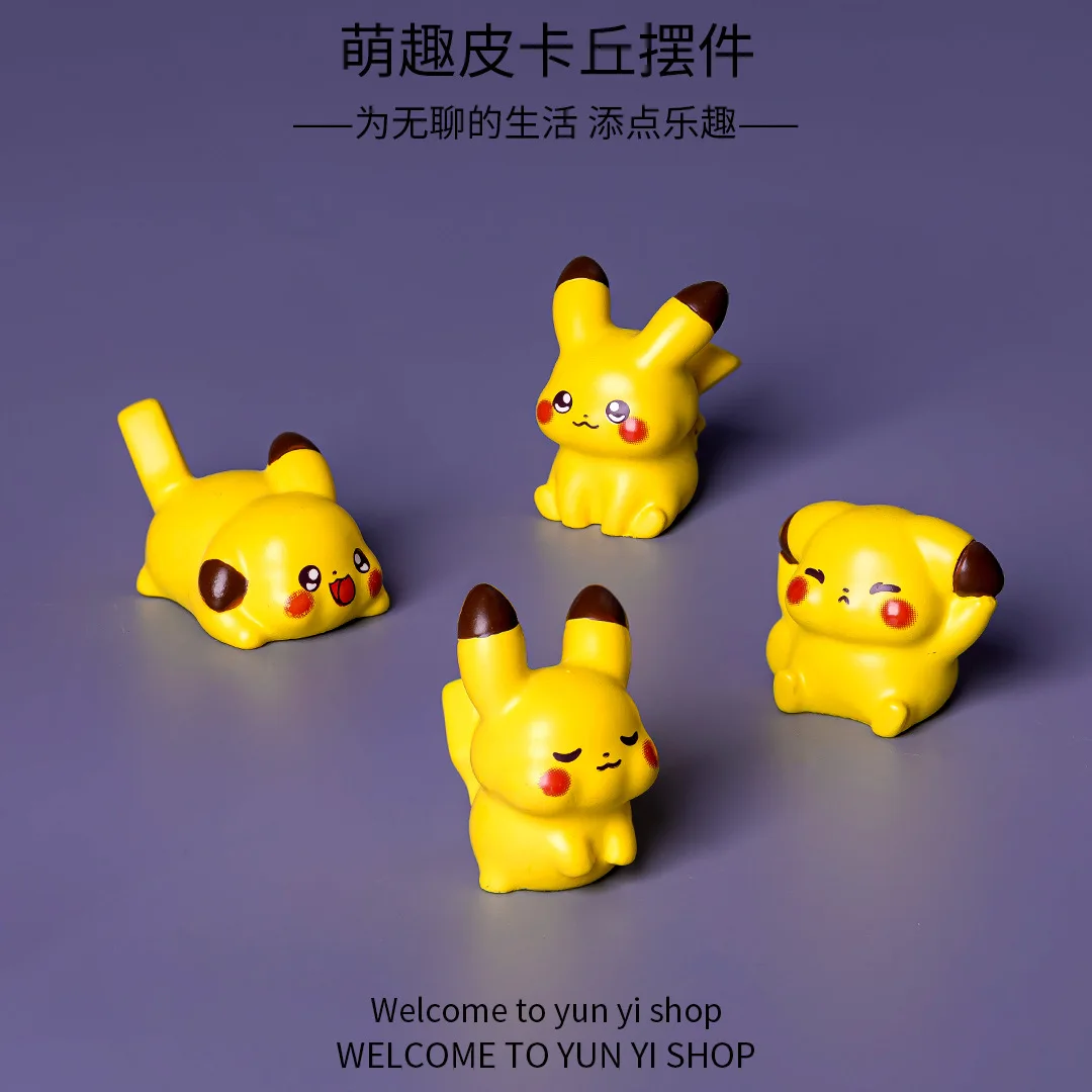 

Hot Sale DIY Pikachu Mini Decor Set Cute Pokemon Figure Car Dashboard Office Desk Ornament Micro Landscape Decor for Collectors