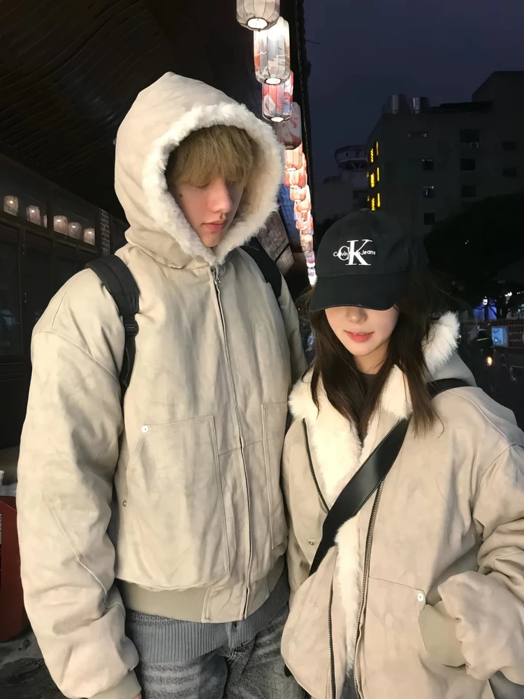 

NO7YAN Американский ретро зимний джет 500 г имитация меха мрамор горный орел с капюшоном хлопковый джет молодежная мода