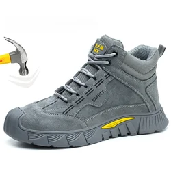 Man's Safety Shoes Steel Toe Work Shoes Grey Anti Smashing - Anti Piercing High Quality Size38-45 Male Work Boot Indestructible