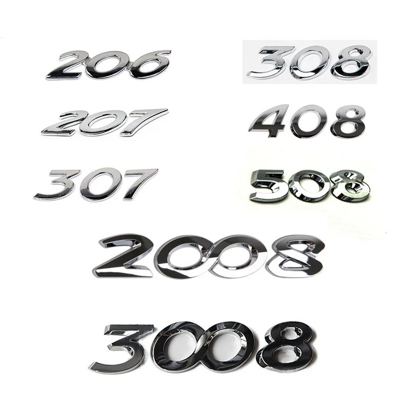 For Peugeot 206/207/307/308/408/508/2008/3008 accessories digital emblem Car tail FREE SHIPPING