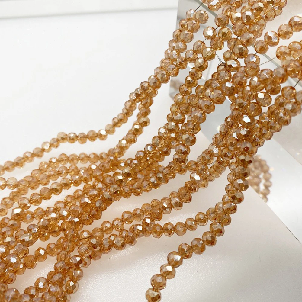 3 4 6 8mm 5Strands Shine Faceted Glass Crystal Bead Strand Spacer Beads for Jewelry Beading Accessories DIY QMB18