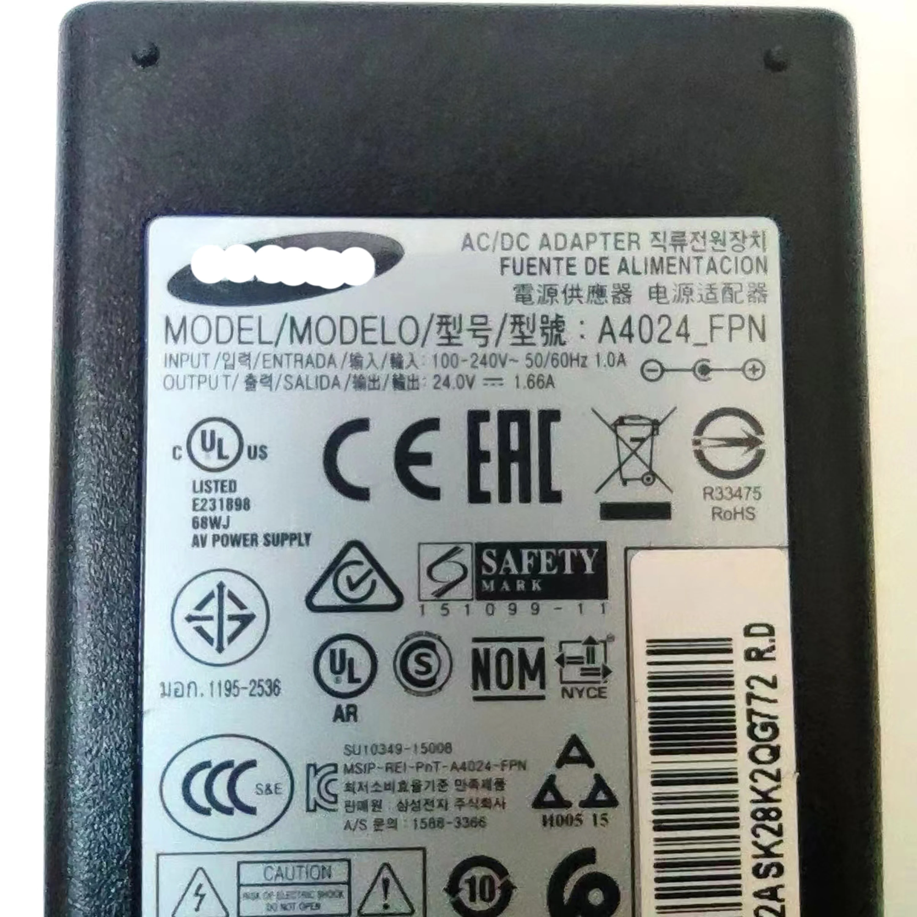 Imagem -03 - Adaptador de Alimentação ca dc Bn4400862a Bn44-00862 Bn4400862 Bn4400862 Bn4400862a A4024 _ Fpn para Hw-m550 Hw-mm45 Hw-km45c Carregador 24v 1.66a 40w