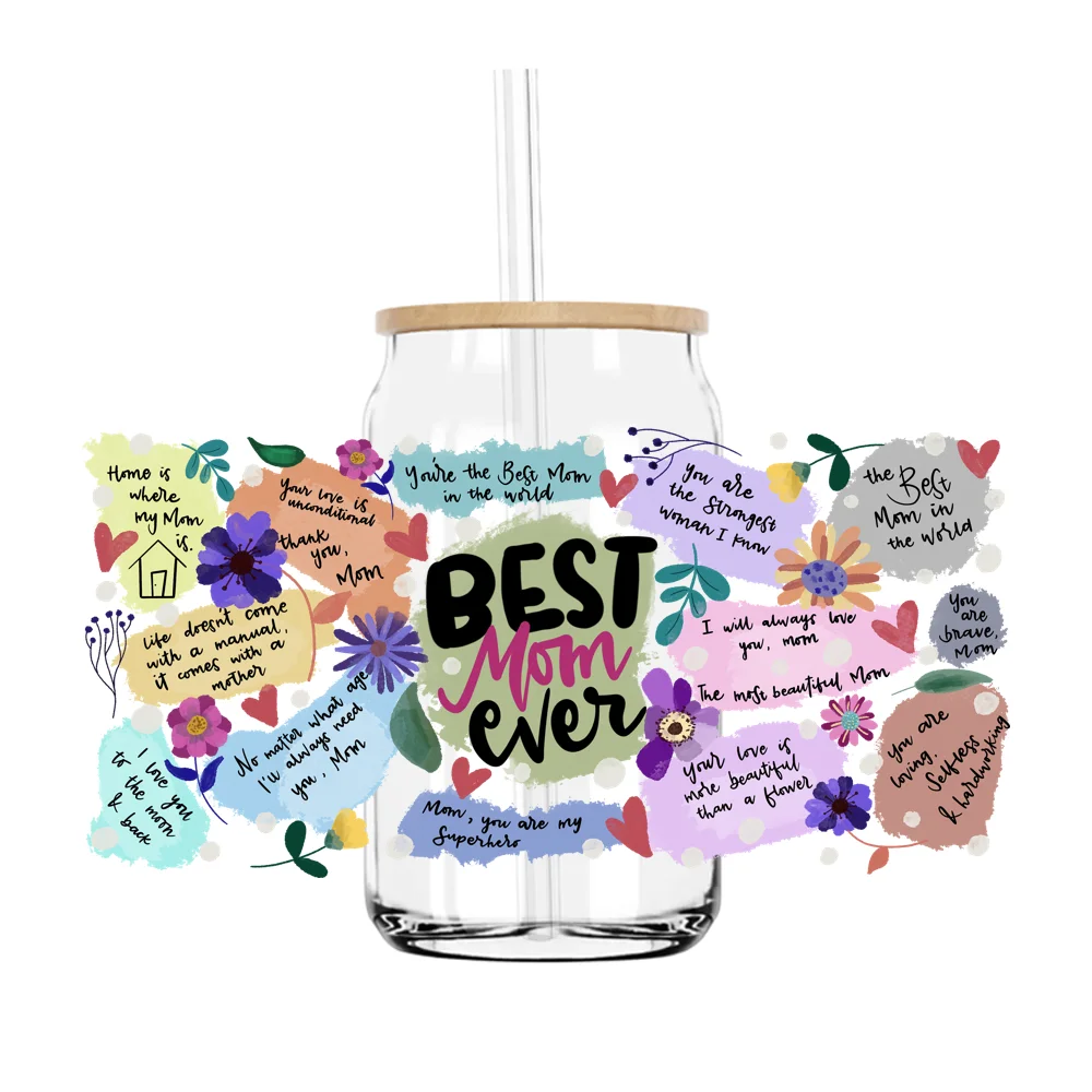

Best Mom Mama 16OZ UV DTF Transfer Cup Wraps Sticker For The Libby Glasses Coffee Custom Decals