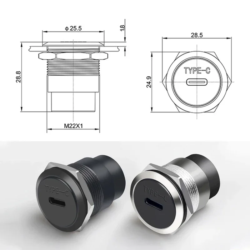 TYPE-C Rundmodul-Adapter, C-Port, USB-Buchse, doppelseitig, C-Typ, Datenübertragung, Docking, Lade, Netzwerk, Kabelanschluss