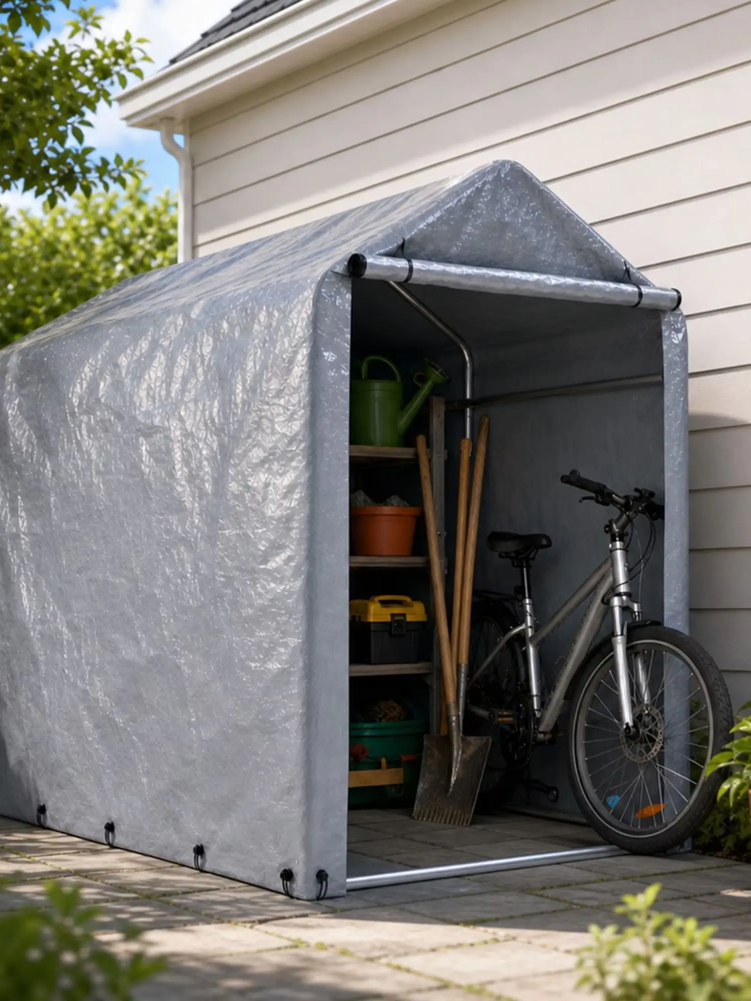 6*3FT Outdoor-Fahrradlagerschuppen, wasserdicht, UV-beständig, Gartenwerkzeug-Aufbewahrungszelt mit verzinktem Stahlrahmen, tragbarer Unterstand für Fahrräder, Rasenmäher, Brennholz