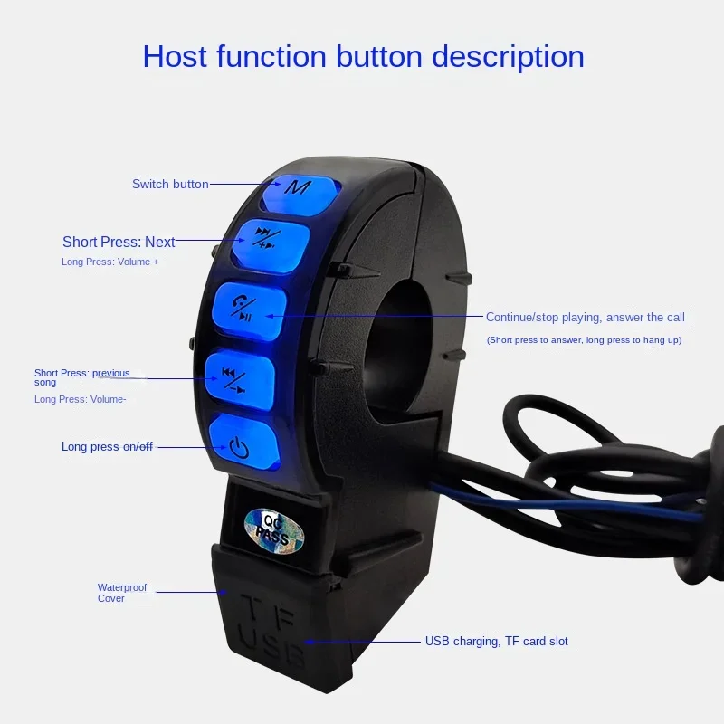 12V Motorfiets Polsband Geluidssysteem Auto Gemonteerde Subwoofer Waterdichte Bluetooth Kan Telefoongesprekken Beantwoorden