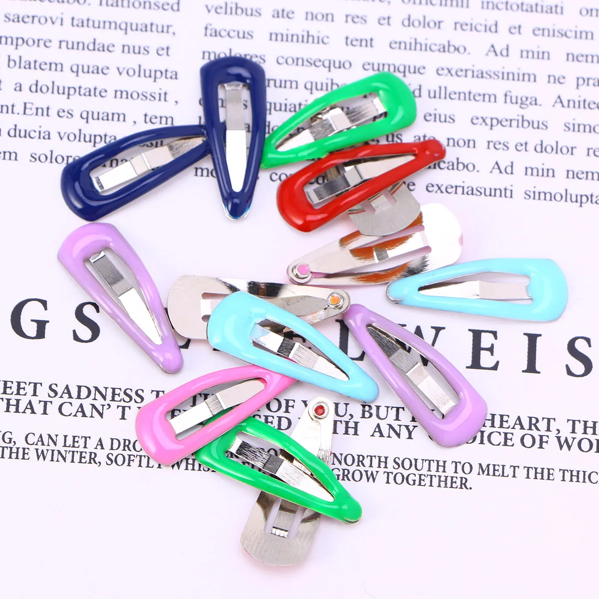 

14Pcs Mini Water Drop Hairpins Clips Metal Barrettes Kids Girls Bobby Pins Colorful Hair Accessories Stylish Party Decoration