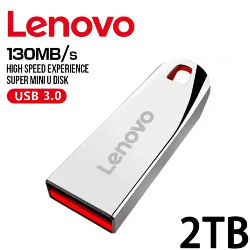 Lenovo-Waterproof Mini Pen Drive, USB Flash Drive, Disco U Portátil, Alta Velocidade, USB 3.0, Transmissão de Dados, Metal, Memória 512GB, 2TB, 1TB