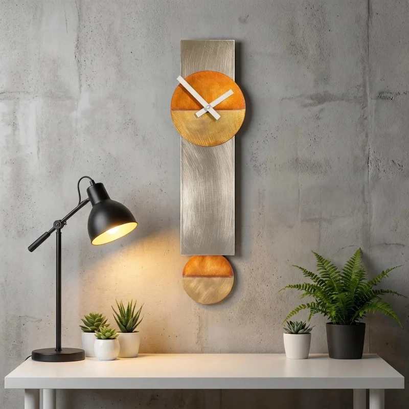 Creative decorative wall clock, no drilling required, used for the living room, modern minimalist hanging wall clock, silent