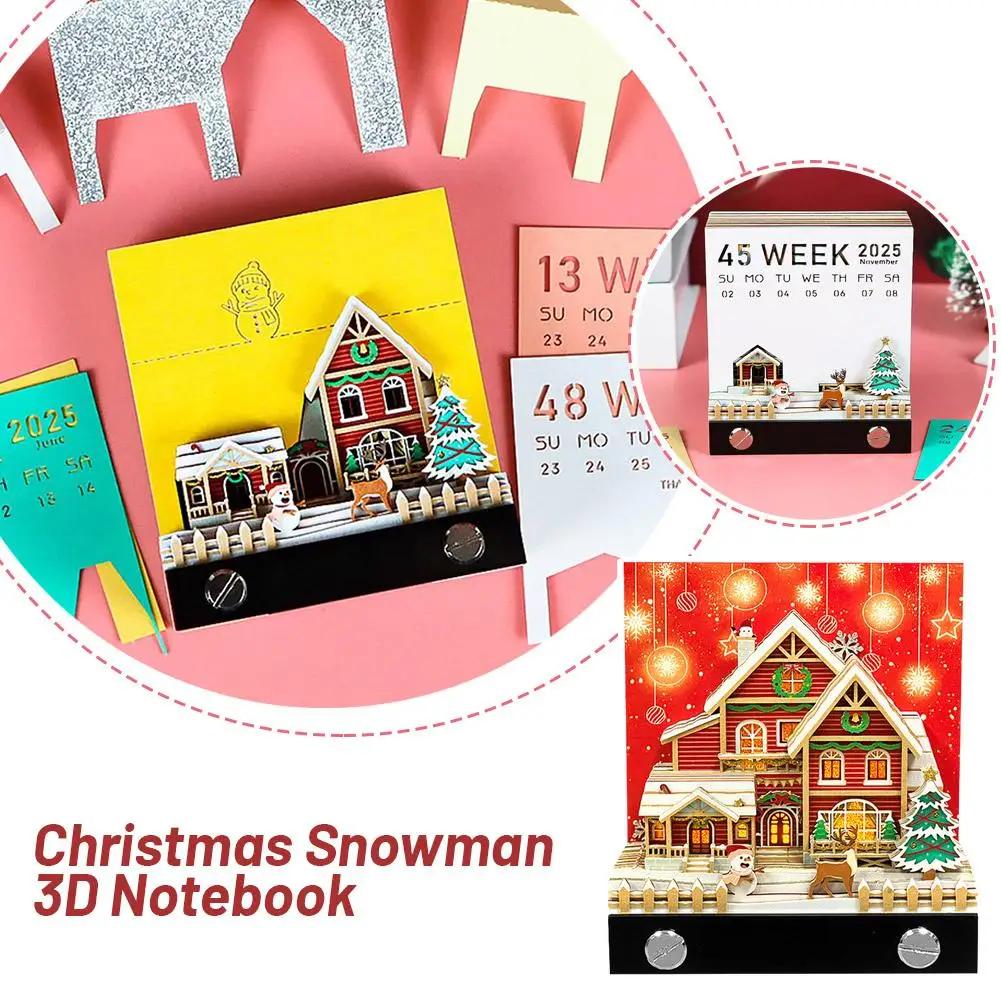 2025 Calendar Magic Castle 3d Notepad Memo Pad Block Notes Note Christmas Design Stationery Paper Accessories Novelty Gift W4f8