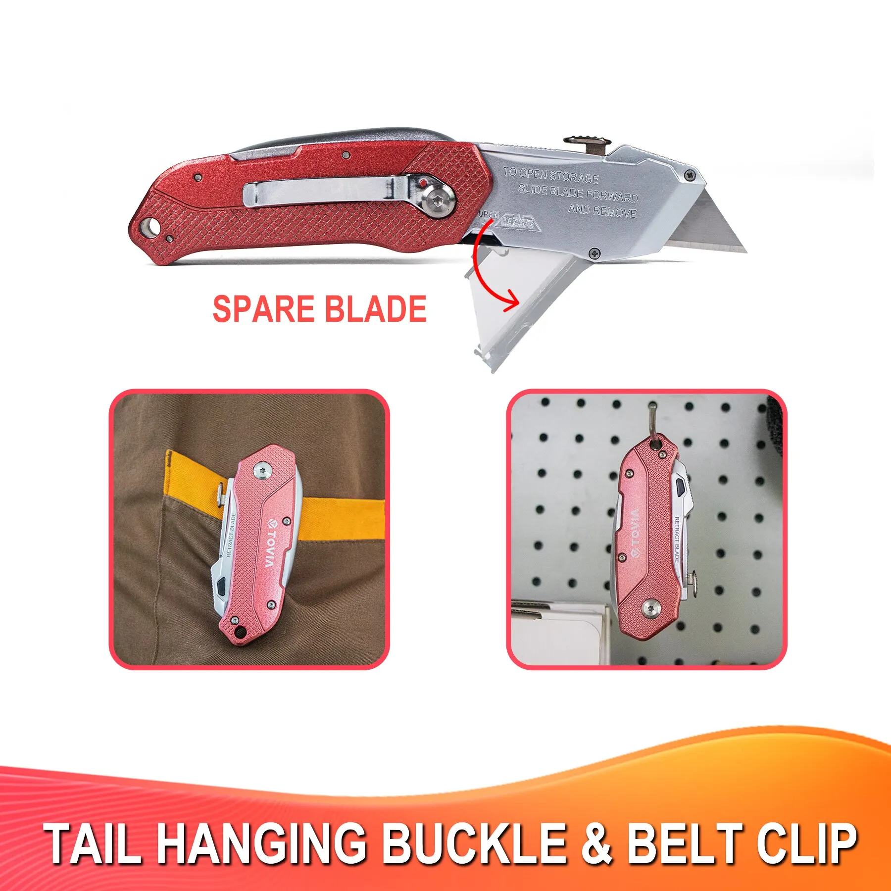 Utility Folding Knife Autoloading Replaceable for Cable Cartons Carboard Boxes Cutter Handle Knife Locking Blades Outdoor Tool