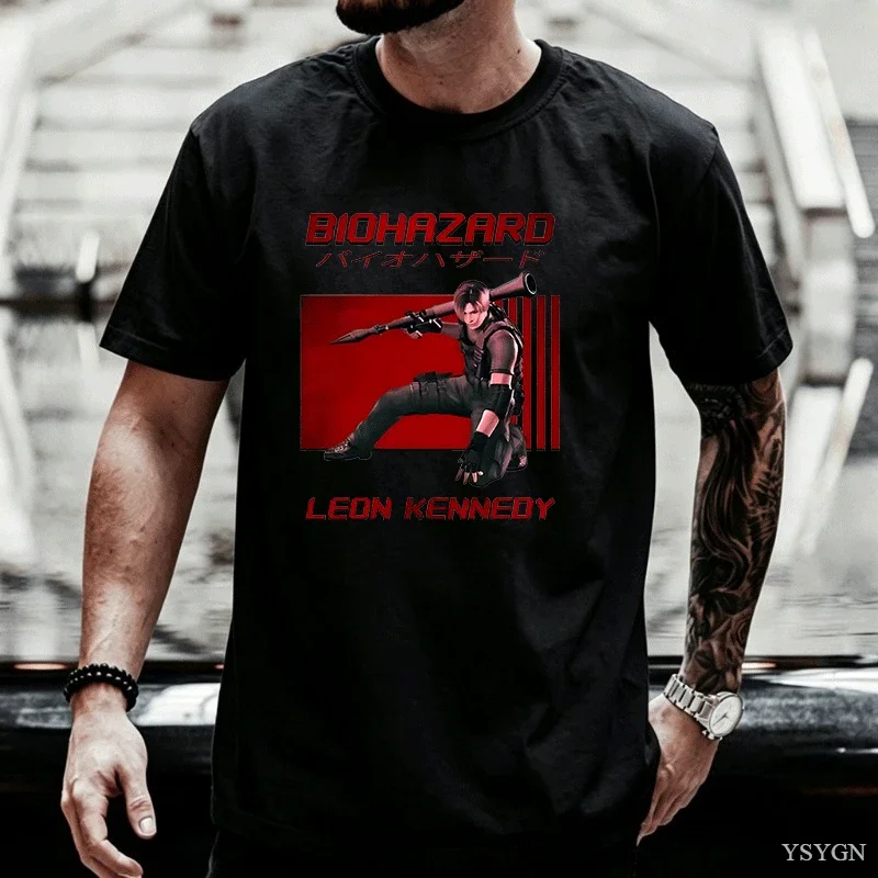Retro Leon Kennedy T-shirts Man Graphic T Shirts Casual Printed Short Sleeve Tshirt Cotton Comfortable Round Neck Tees Men's
