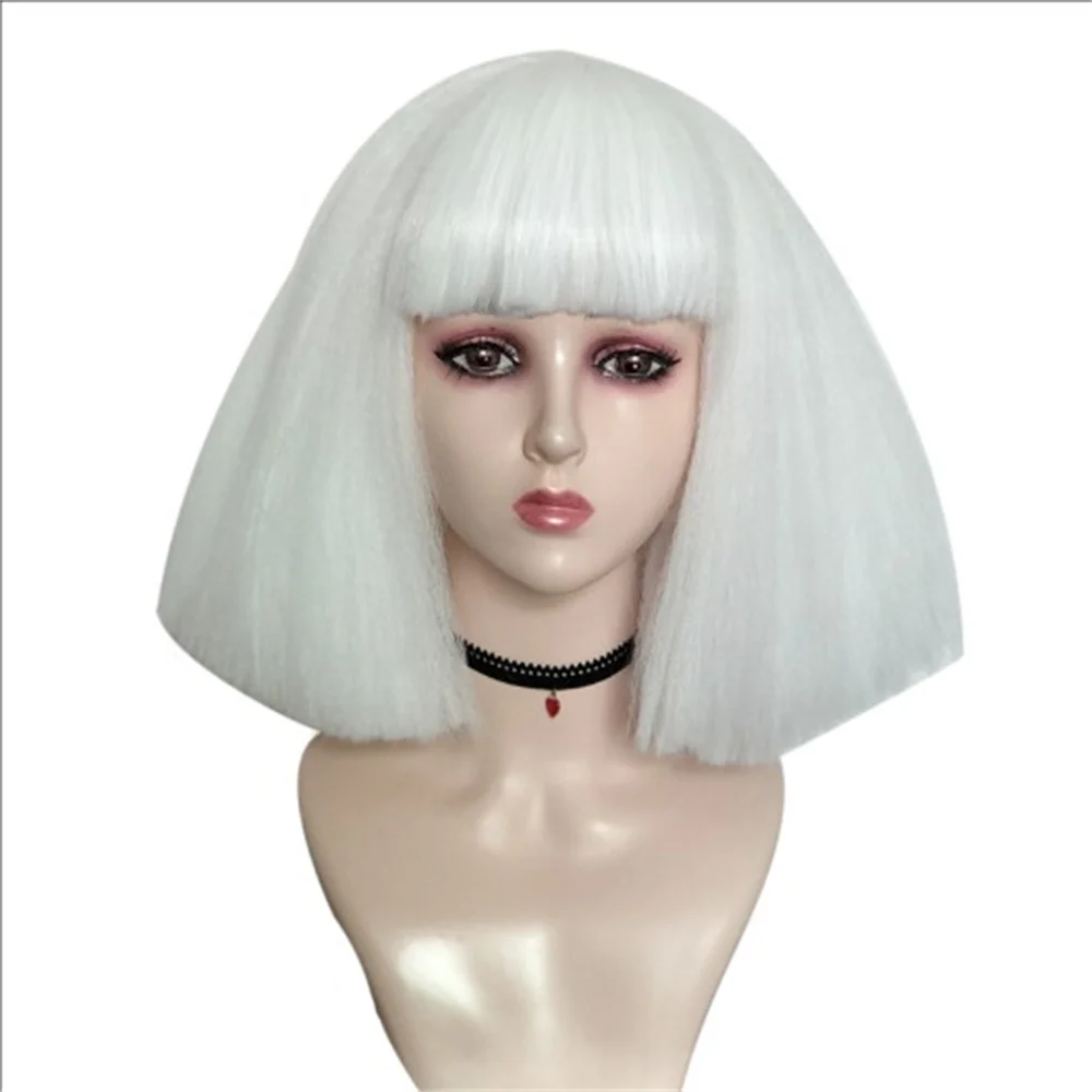 White Fluffy Explosion Head Nightclub Bar Wig Headset European and American DS Singer Performance COS Broom Head