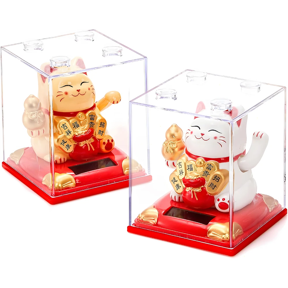 قطة محظوظة مموجة تعمل بالطاقة الشمسية، زخرفة لطيفة وساحرة، زخرفة لطيفة ومتينة وصديقة للبيئة