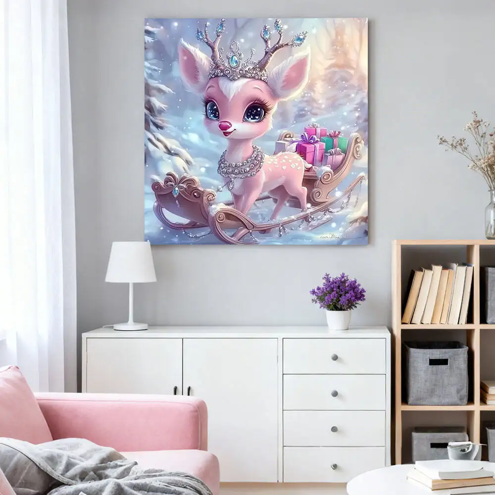 HUACAN 5D Diy الماس اللوحة الغزلان الشتاء الحيوان الحفر الكامل جدار ديكور الماس الفسيفساء عبر غرزة