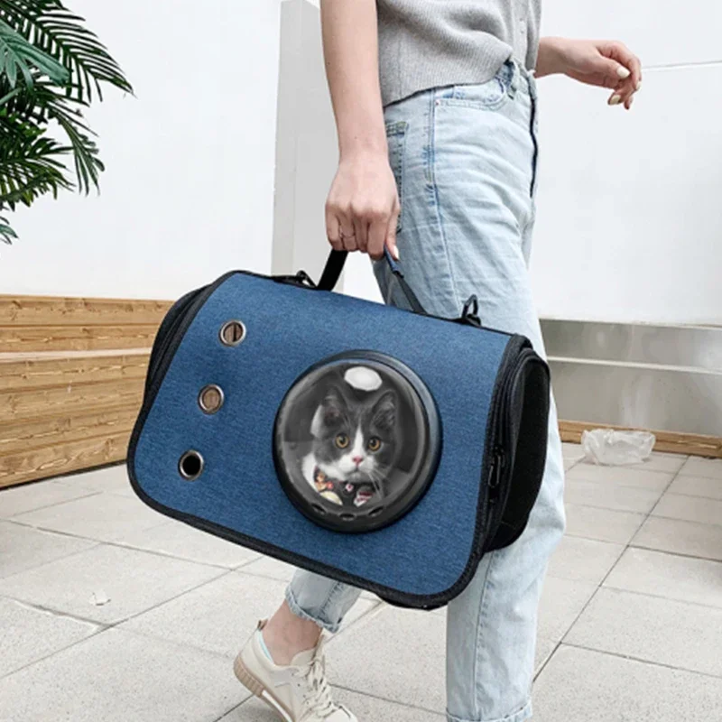 Breathable Travel Cat Bag Dog Bag with Locking Safety Zippers Foldable Pet Cat Carrier Dog Carrier Bag Comfortable Cat Backpack