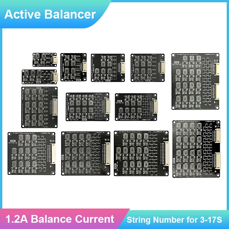 1.2A Active Balancer Lifepo4 Inductive Balance Board 3S 4S 6S 7S 8S 9S 10S 12S 16S 17S Equalizer BMS Balancer Li-ion Batteries