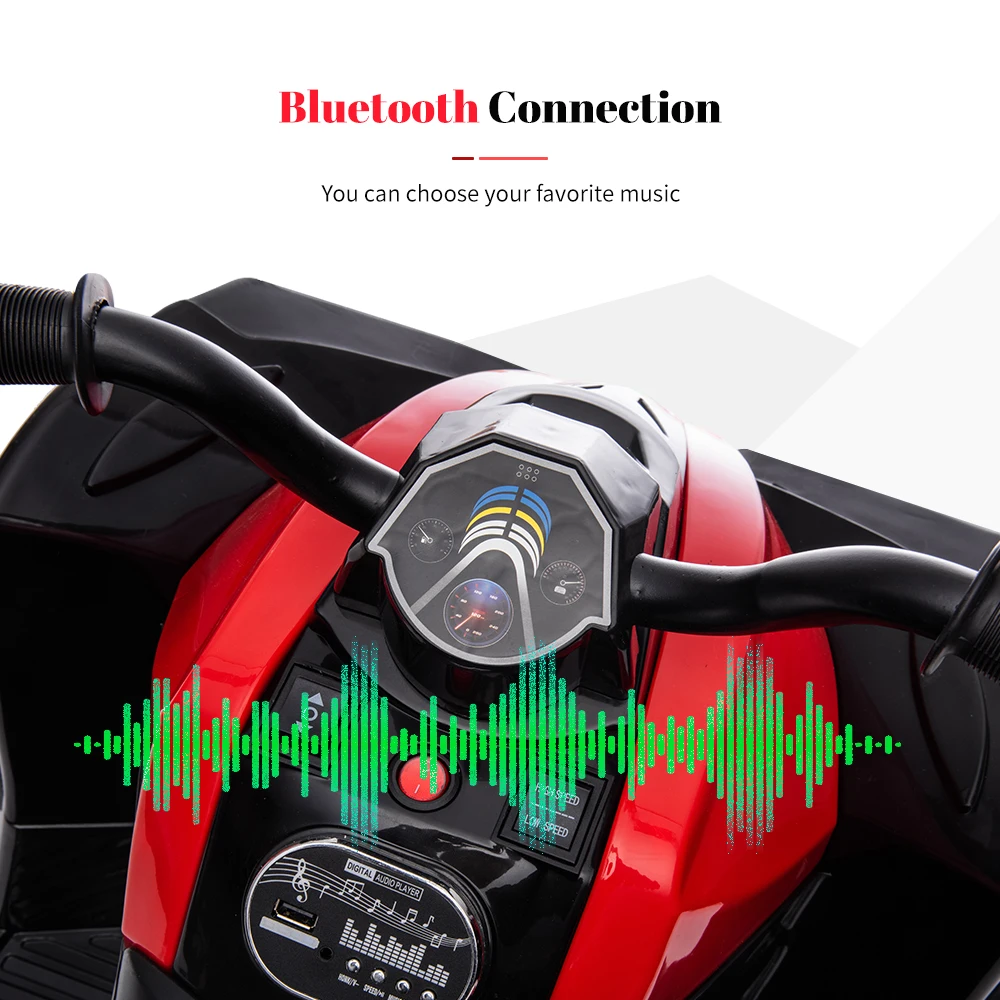 4-wieler voor kinderen, 12V batterij-aangedreven rit op ATV, elektrische 4-wieler quad ATV-auto met MP3, USB, LED-koplamp rit op speelgoed f