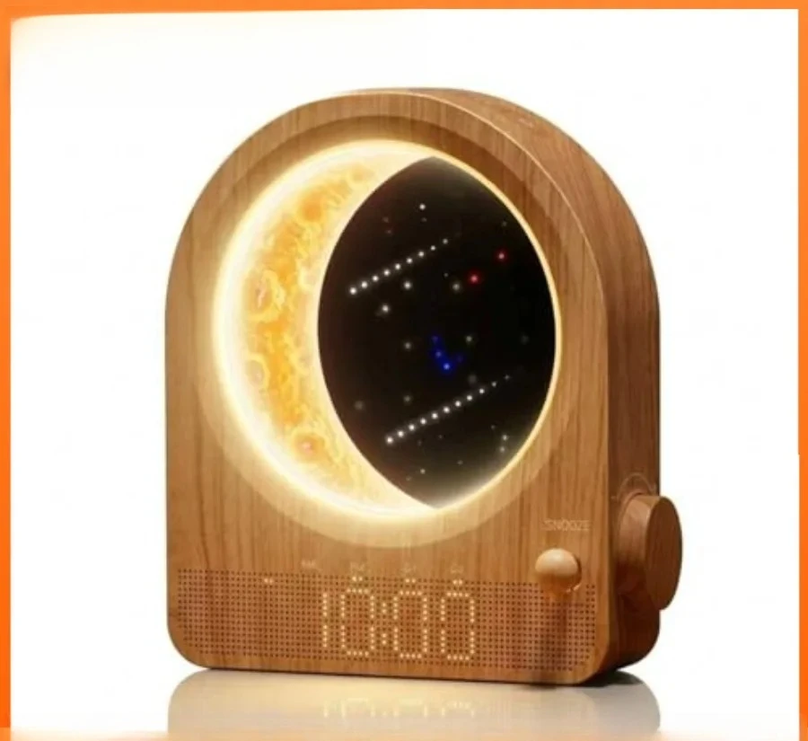 Sunrise Alarm Clock with Dimmable Moon Lamp, 12 Levels Volume for Heavy Sleepers, 10 Natural Sounds Wake Up Light