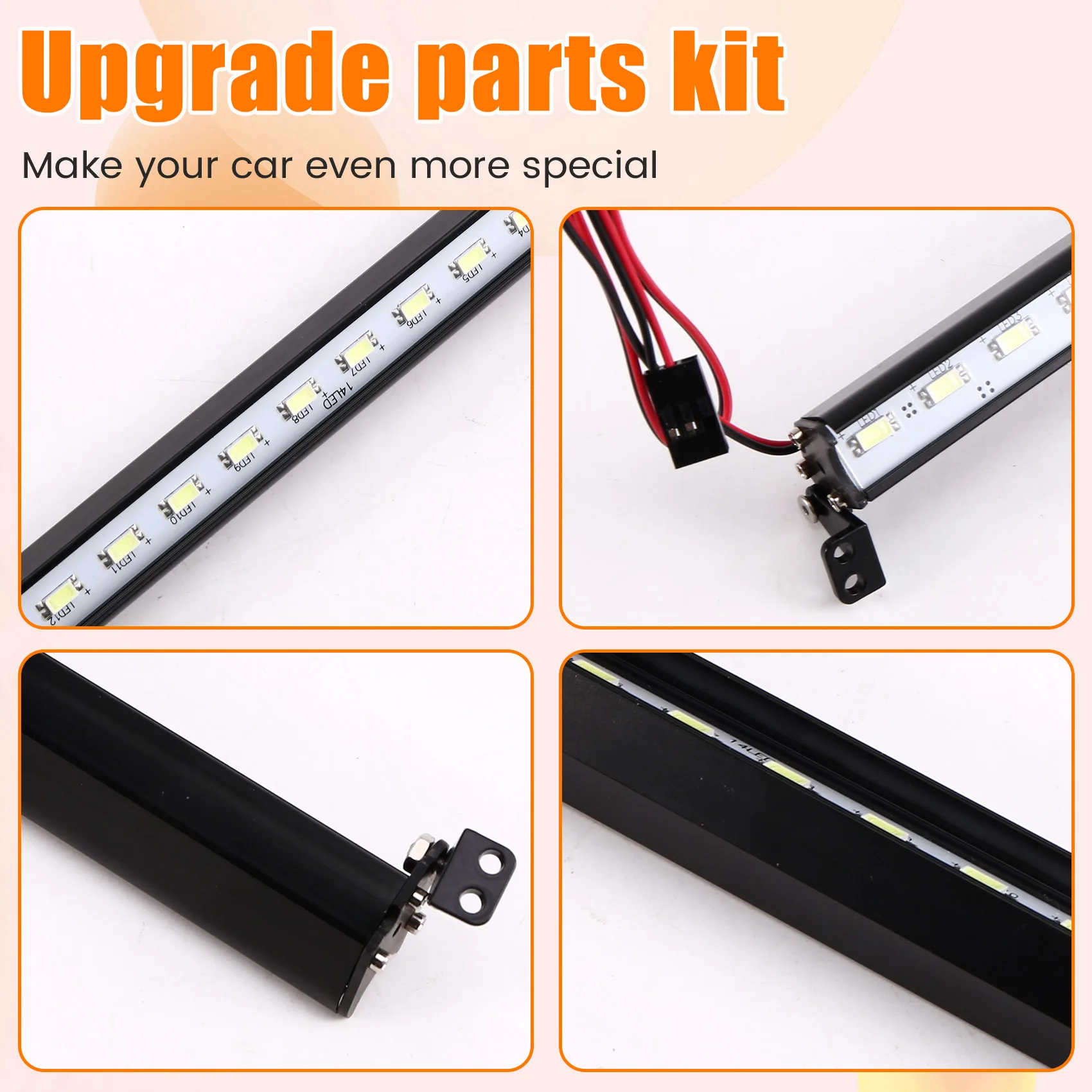 BEDW-180Mm LED ライトバールーフランプライト軸 SCX6 1/6 RC カーアップグレードパーツ