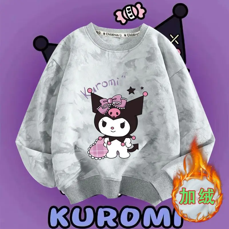 Kawaii Kuromi Sanrio الطلاب لطيف الكرتون ملابس رياضية مريحة الأطفال الدافئة هوديي بلوزة الأساس قميص هدية للأطفال