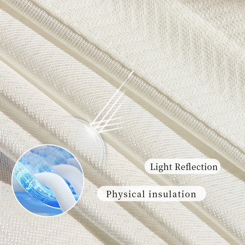 Custom Size UV Reflection Sheer Curtains for Living Room 100% Privacy White Beige Color Bedroom Window Tulle Curtain Fabric