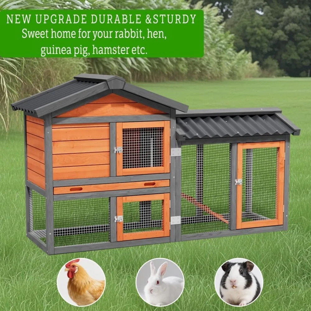Hühnerstall, Hühnerstall, kleiner hölzerner Entenstall im Freien, 2-stöckiges Hühnerstall, alle Wettergebrauchter Geflügel-Wchtelkäfig, Kaninchen-Haustierkupplung