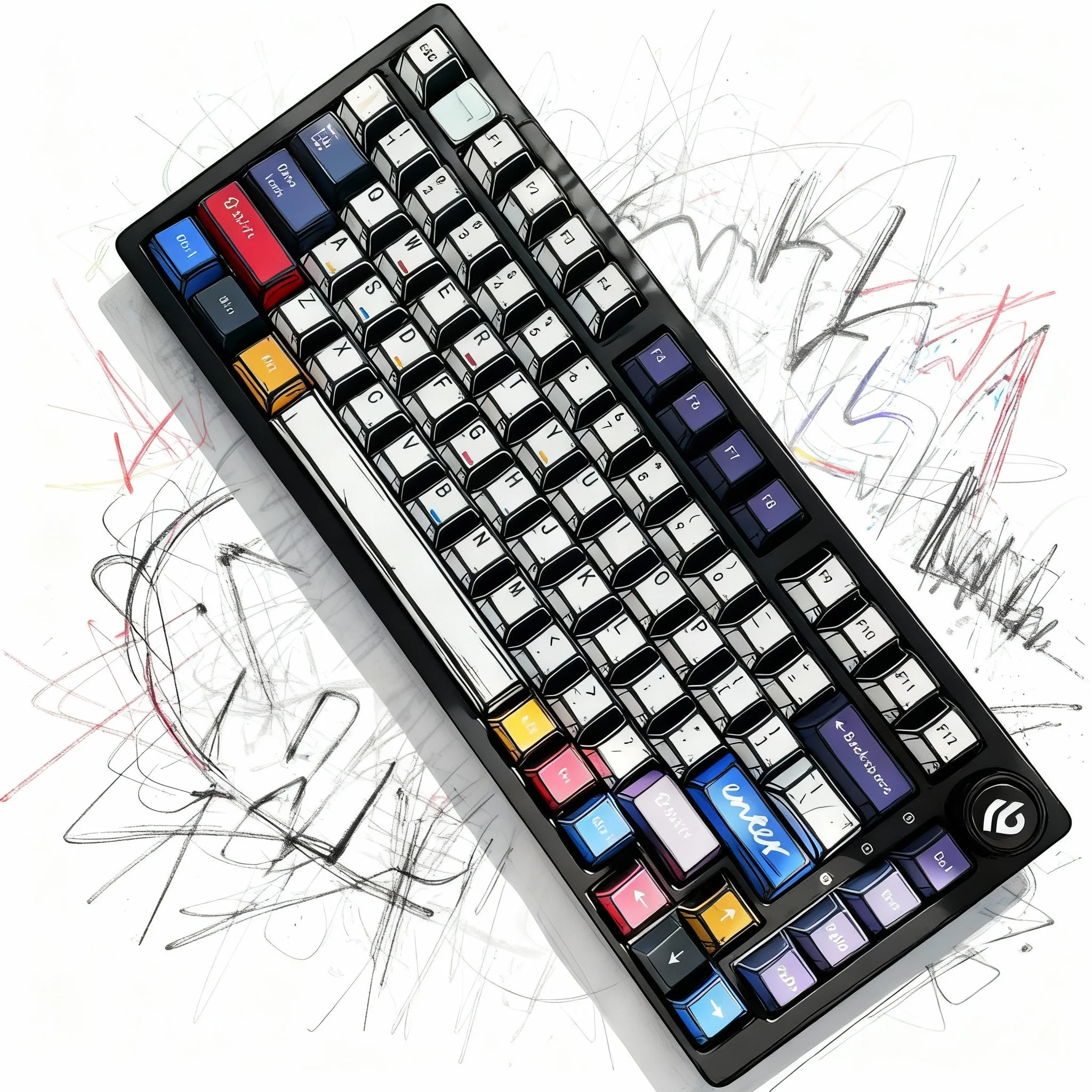 ชุดคีย์แคป Graffiti PBT 130 ปุ่ม โปรไฟล์ Cherry 5 ด้าน พิมพ์ลายด้วยเทคนิค Dye Sublimation สำหรับสวิตช์ Cherry Gateron MX คีย์บอร์ดเกมมิ่ง