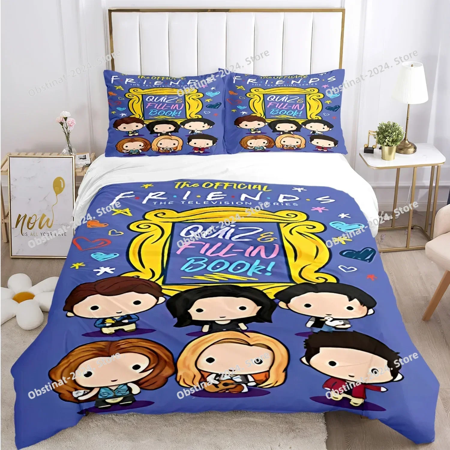 Friends Funny anime All Season Bedding Set Printed Bed Set With Pillowcase Bed Duvet Cover Single Double Queen Super King Size