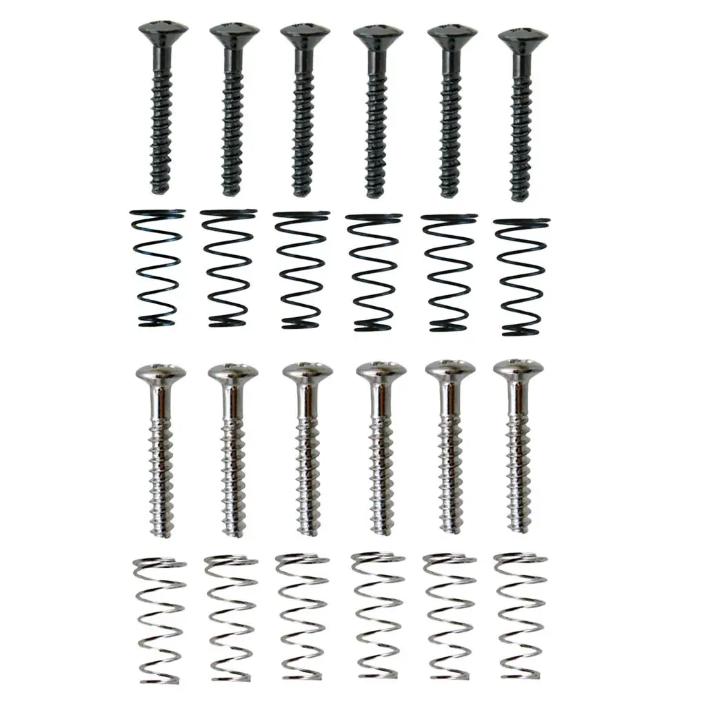 Tooyful 6 Pieces Iron SSS Single Coil Pickup Adjusting Height Screws with Springs Set for Electric Guitar Replacement Parts