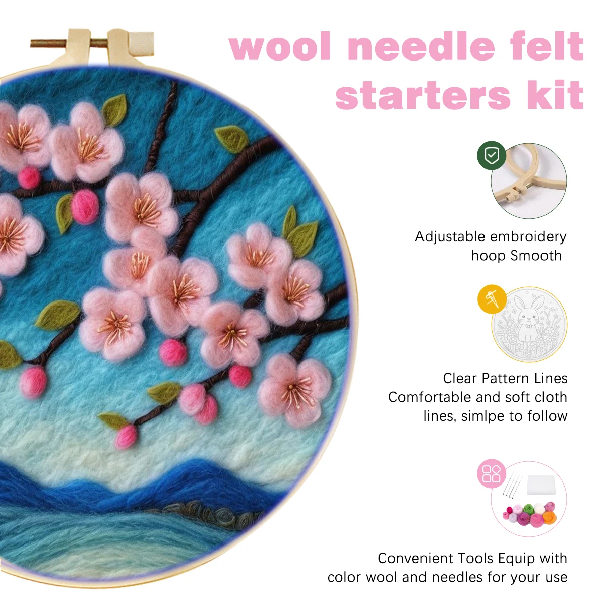 RUOPOTY Diy Wool Painting For Adults Plum Blossom Branch Diy Idea Flower Wool Felting Unique Gift Embroidery Kit Embroidery