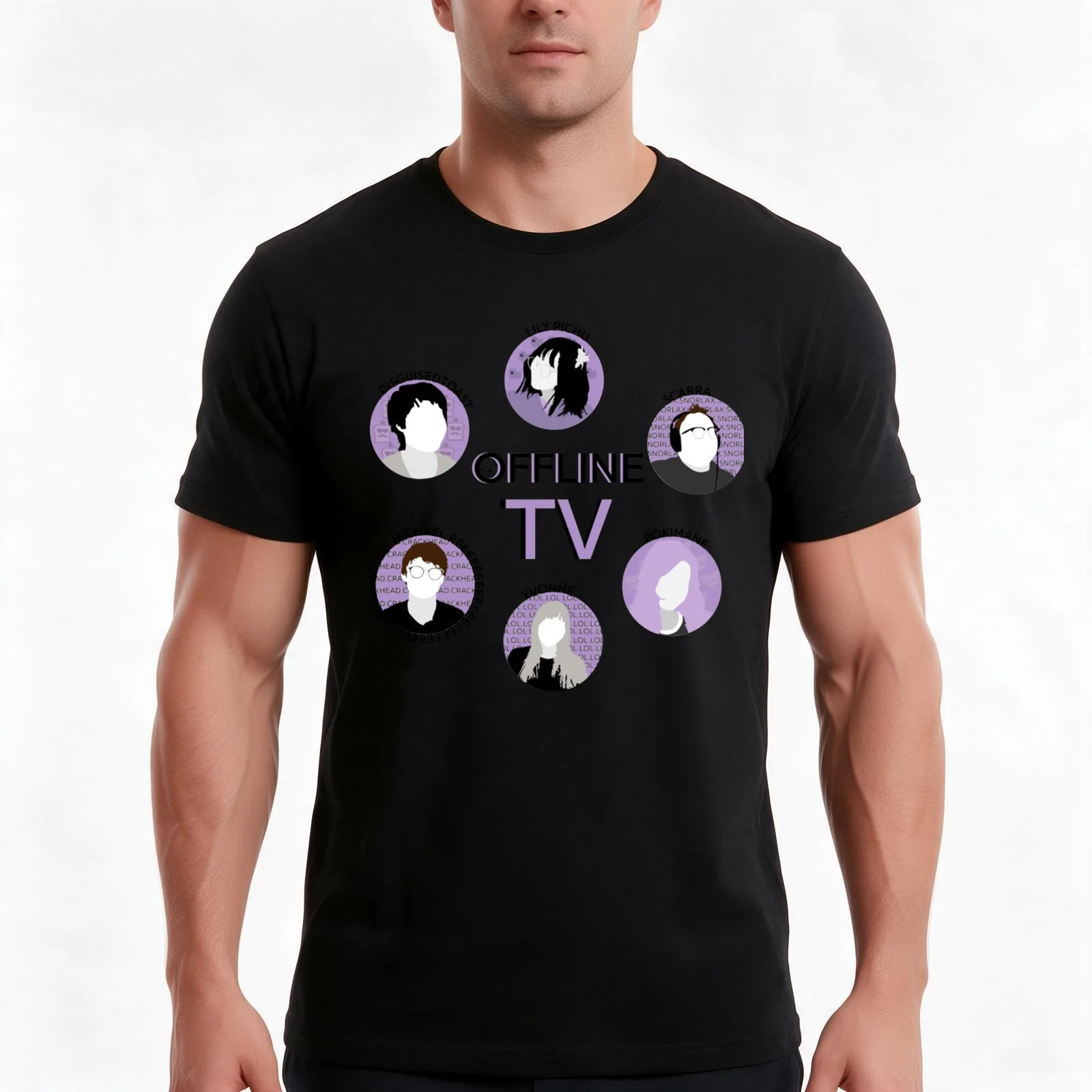 Offline TV (No Fedmyster) T-Shirt, Summer Casual Cotton Tee, Oversized Streetwear Tops, Vintage Graphic Print, Unisex Men Women