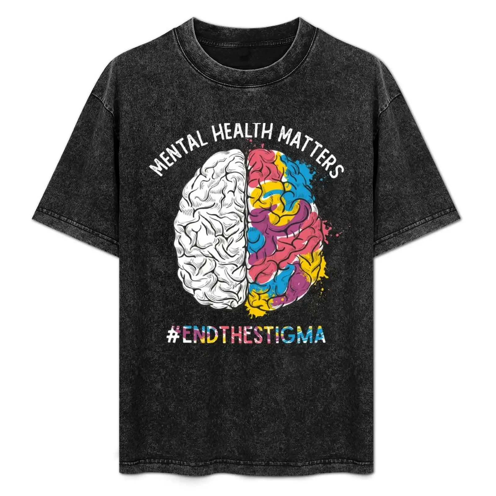 

Mental Health Matters Brain Rainbow End the Stigma Awareness Month T-Shirt Modern Style Print T-Shirt