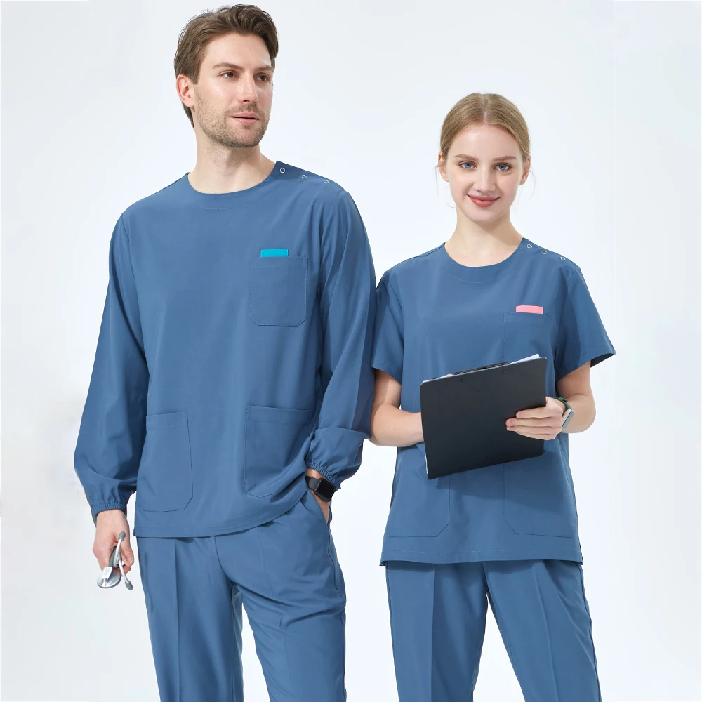 Quick-Dry Sport Medical Scrub Set, Stretch Desempenho, Confortável-Top e Calça, Médico e Enfermeira Outfit, Scrubs Uniforme, S02-01