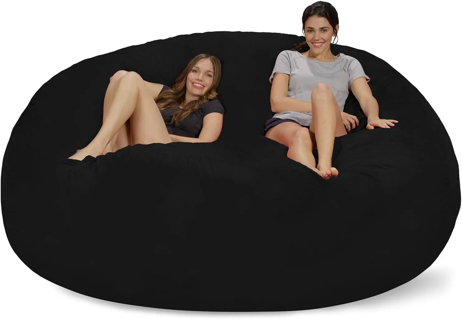 Bean Bag Chair: Giant 8' Memory Foam Furniture Bean Bag - Big Sofa with Soft Micro Fiber Cover - Black