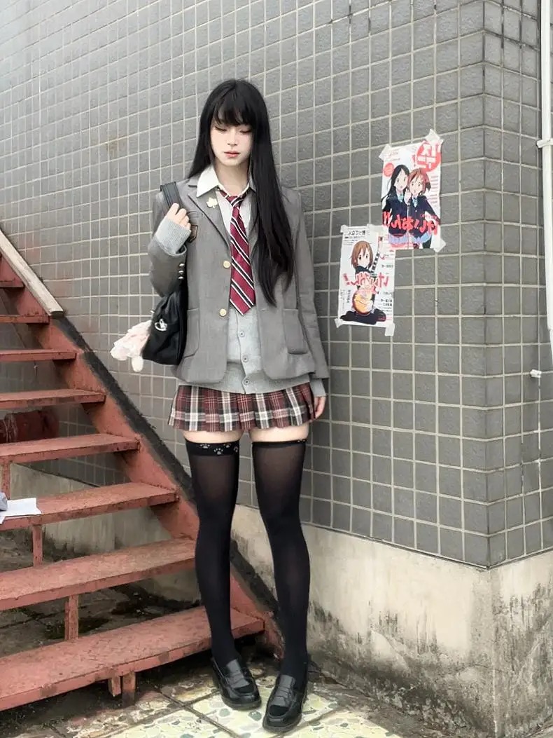 

Original JK orm f Spoon Sugar【Hagiwara High】Suit College Sle Autumn Winter Open Cardigan Vest Set Women