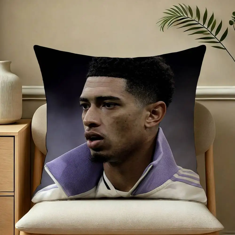 Young Talent Jude Bellingham Foobtall Square Double-Sided printed Pillow Case Bedroom Bedside Pillow Sofa Cushion Cover