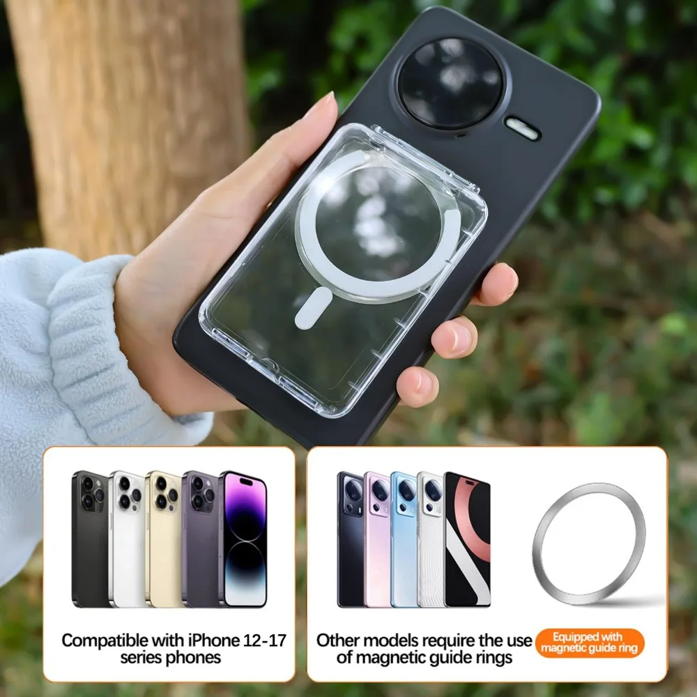 Przezroczyste magnetyczne etui na karty z obsługą MagSafe, przezroczysta osłonka na karty, uchwyt na telefon, etui na karty, magnetyczny uchwyt na karty do telefonu iPhone Samsung — zdjęcie produktu 5