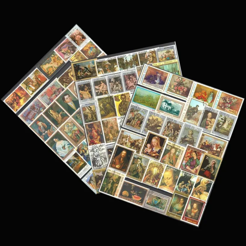 100 PCS / Lot,Topic Famous Painting, Different Famous Painting Stamps From Word,Used with Post Mark,No Repeat,High Quaility