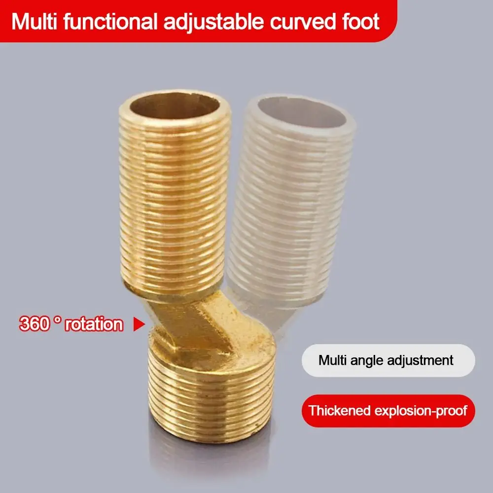 Copper Angled Curved Foot Angle Adjustment Lengthened Eccentric Screw Corner Thickened Wall Mounted Shower Faucet Adapter