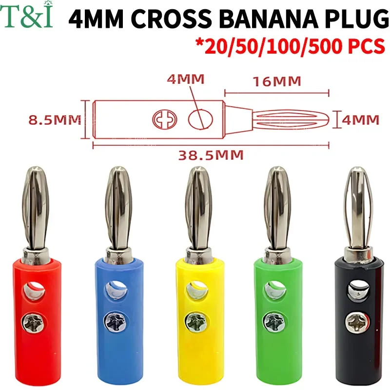 

20/50/500 PCS 4mm Banana Plug, Four Page Banana Shaped Terminal Block, Power Amplifier Terminal Block, Banana Test Plug Socket