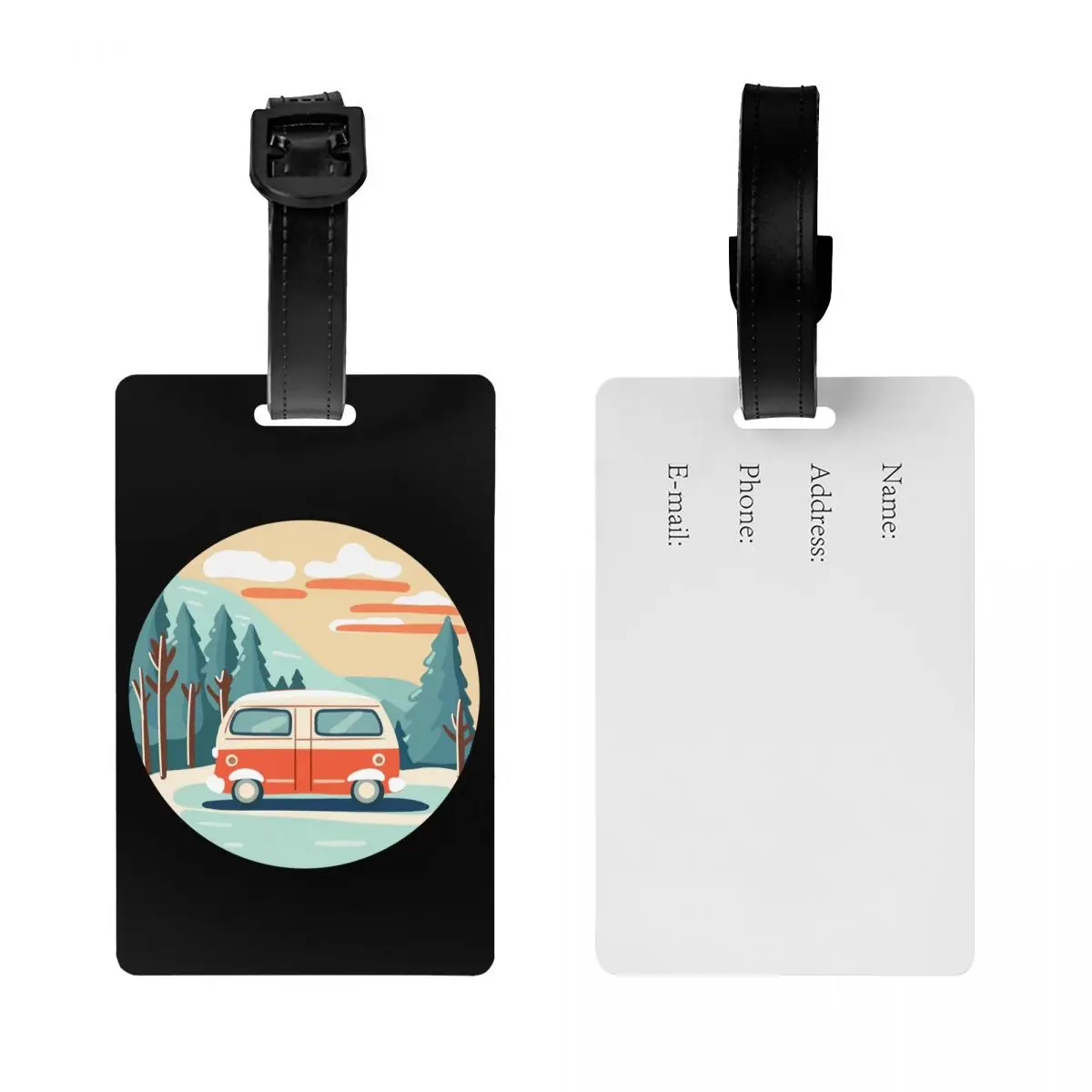 Custom Adventure Camping Mountain Campers Luggage Tag for Travel Suitcase Privacy Cover ID Label