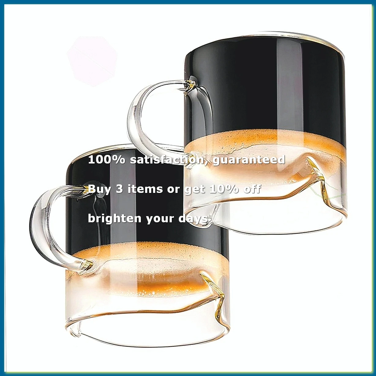 ●Espresso Cups Set of 2, 4 OZ Double Spouts Cups, Espresso Shot Glasses, Milk Cup with Handle, Clear Glass, Espresso