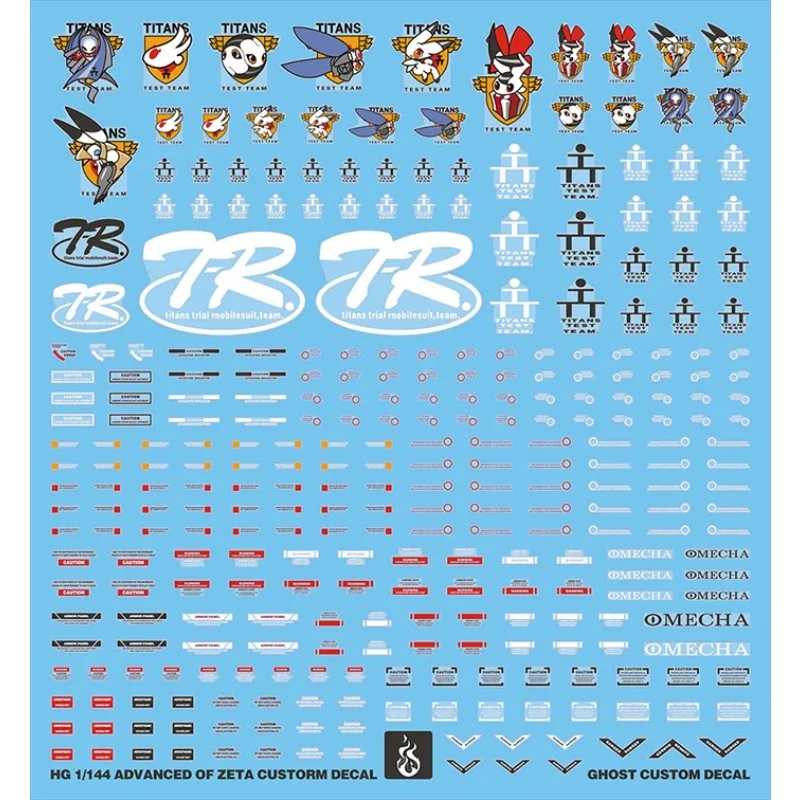 YAN Fluorescent Water Decals for HG 1/144 RX‑121‑1 TR‑1 TR‑6 Hazel Custom, Advanced of ZETA Model Kit Water Slide Stickers for