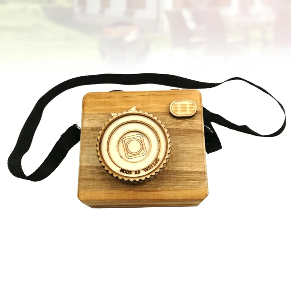

1Pcs Retro Camera Music Box Wooden Handmade Carved Decorative Melody Player for Desktop Home Office Cafe Bedroom Gift - Wood