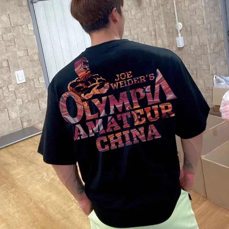 

Olympia свободная мужская спортивная футболка с короткими рукавами, мужская летняя одежда из чистого хлопка с рукавами 7 четвертей, тренировочная одежда для бега в тренажерном зале