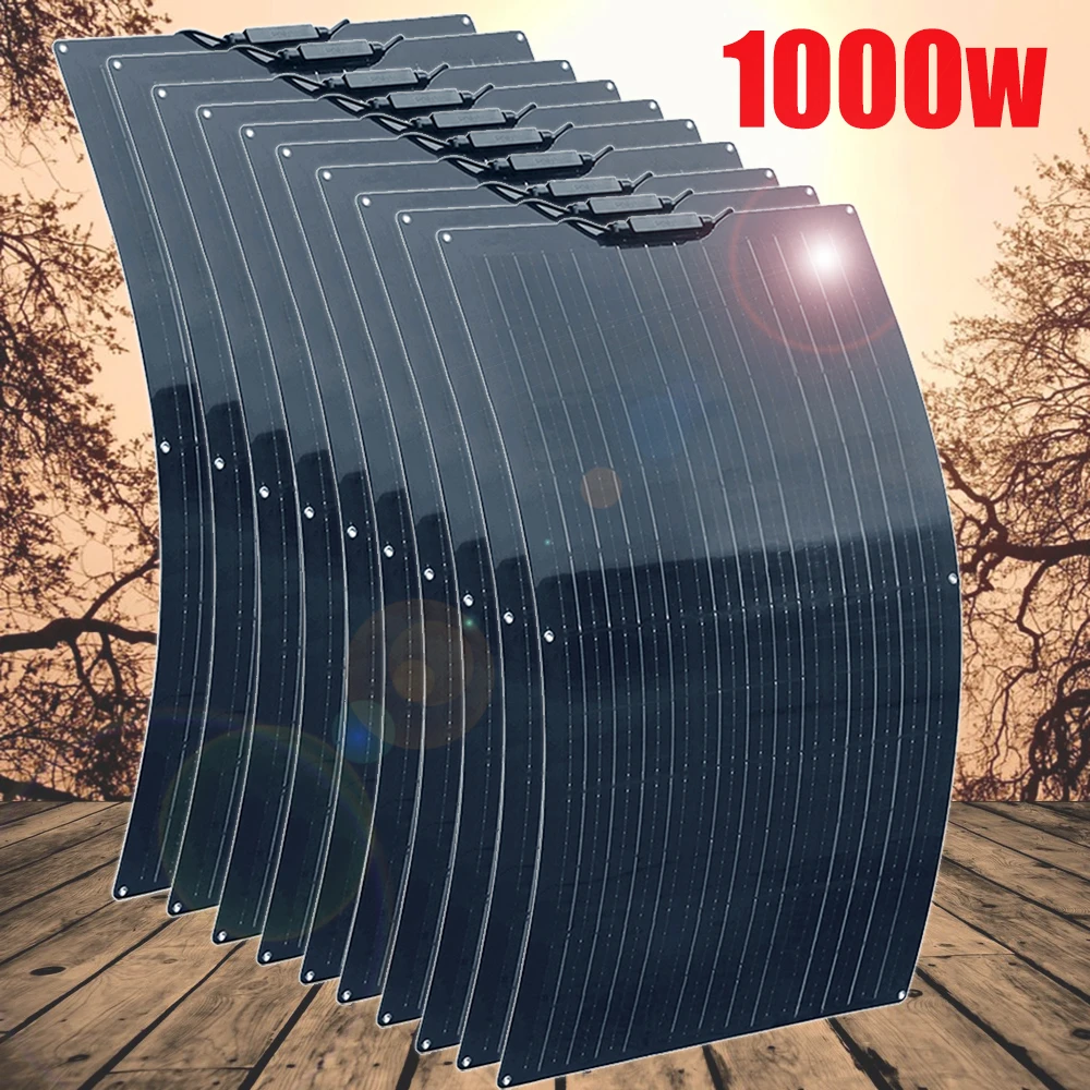 1000w 600w 400w 300w 200w 100w flexible solar panel 12v battery charger camper motorhome marine RV balcony EU warehouse DHL Ship