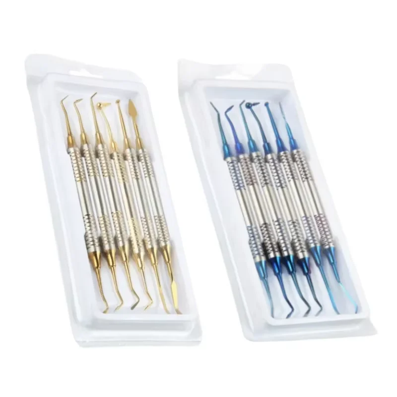 Suit/6Pcs Professional Lab Composite Resin Filling Spatula, Titanium Plated Head Aesthetic Restoration Kit